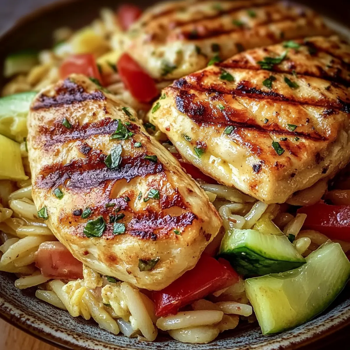 Grilled Chicken Orzo Salad with Avocado