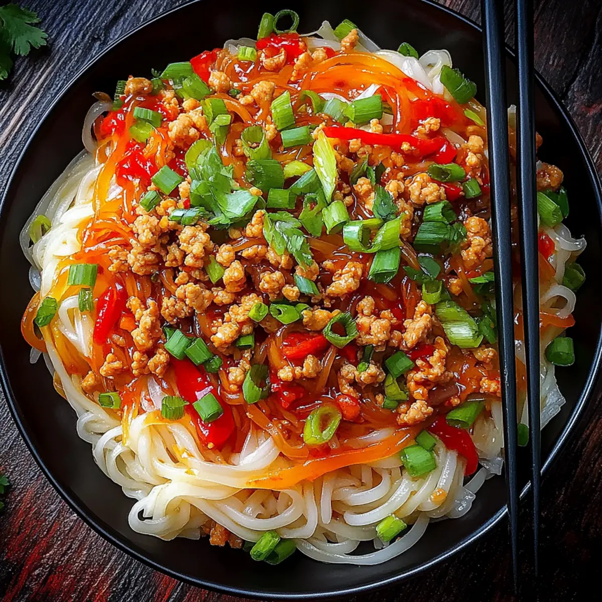 Ground Chicken Sweet Chili Noodles