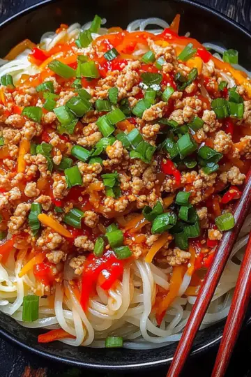 Ground Chicken Sweet Chili Noodles