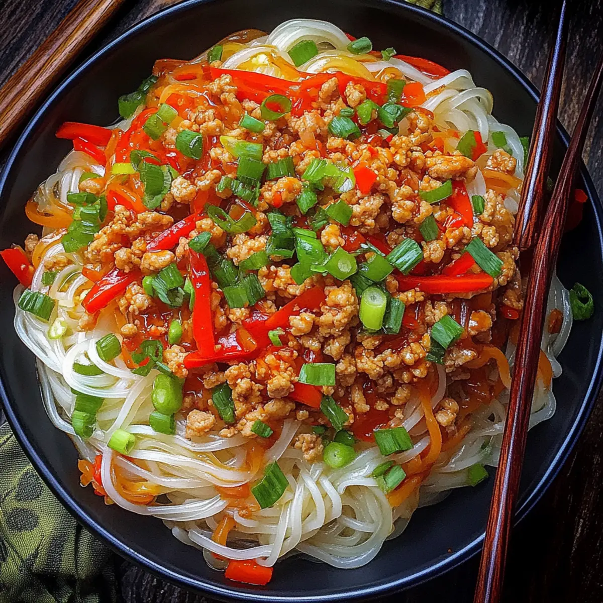 Ground Chicken Sweet Chili Noodles