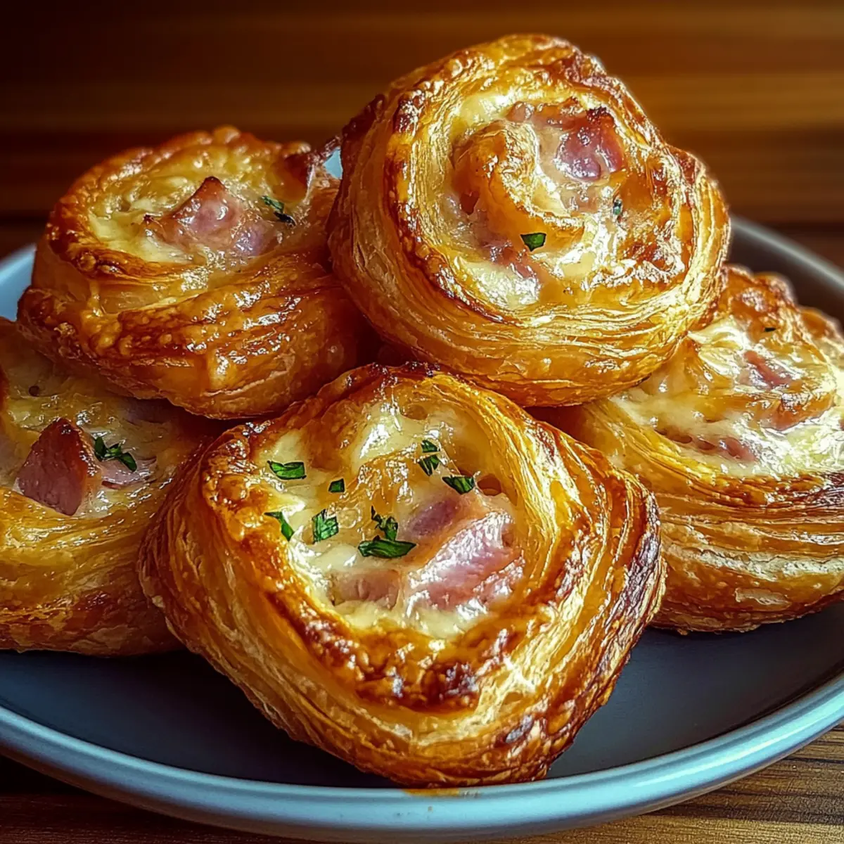 Ham and Cheese Puff Pastry Swirls
