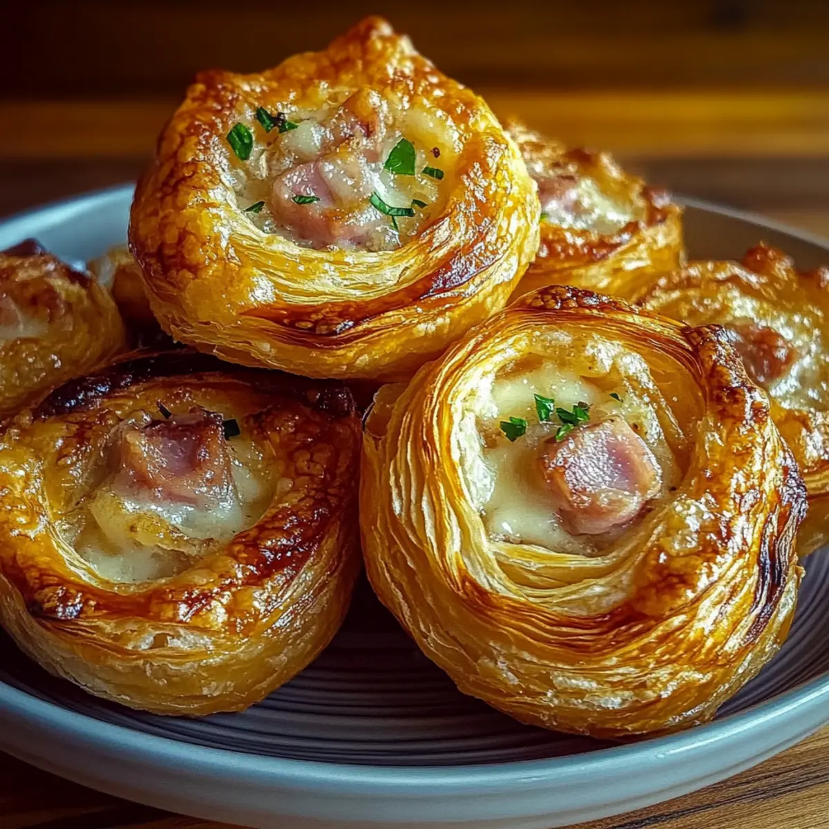 Ham and Cheese Puff Pastry Swirls