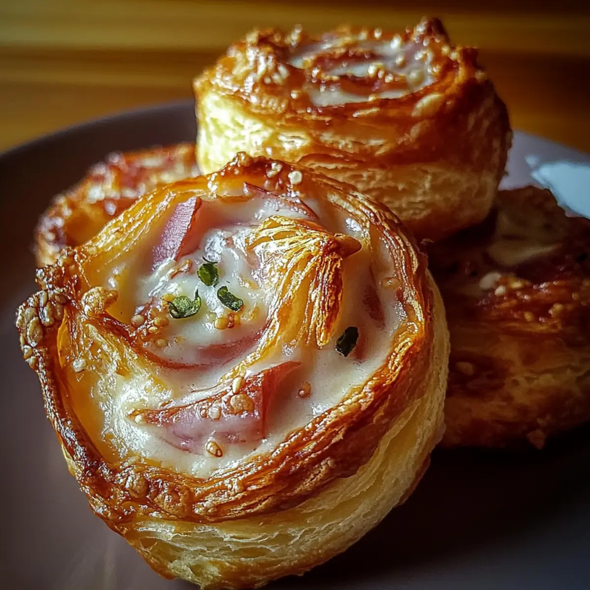 Ham and Cheese Puff Pastry Swirls