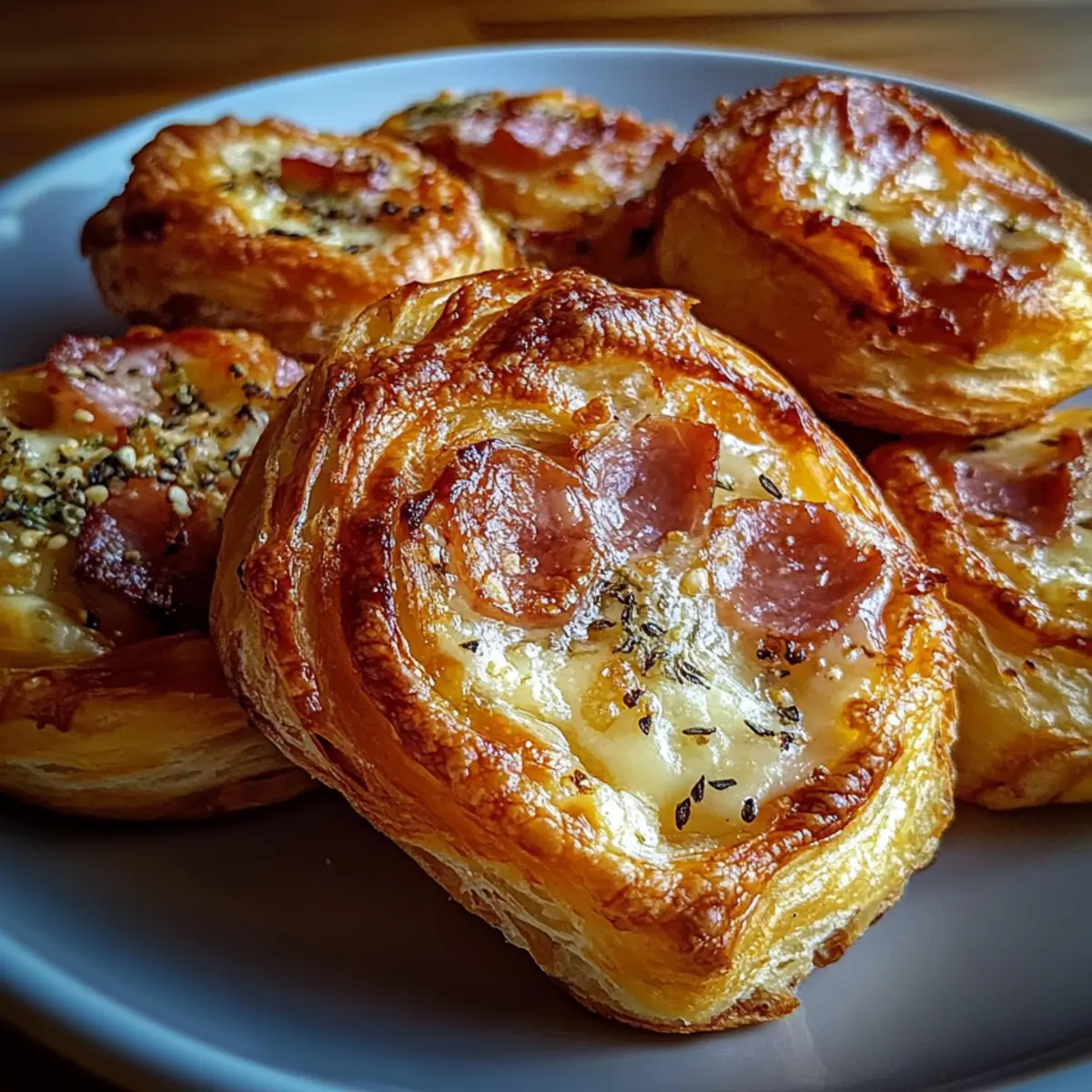 Ham and Cheese Puff Pastry Swirls