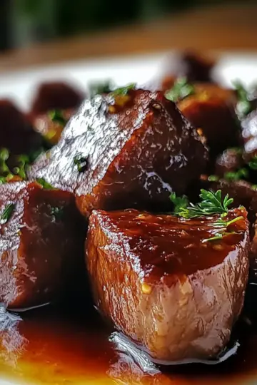 Healthy Clean High Protein Garlic Balsamic Steak Bites