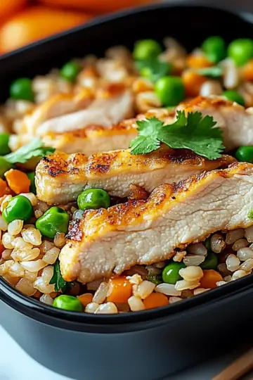 High Protein Crispy Garlic Chicken Fried Rice