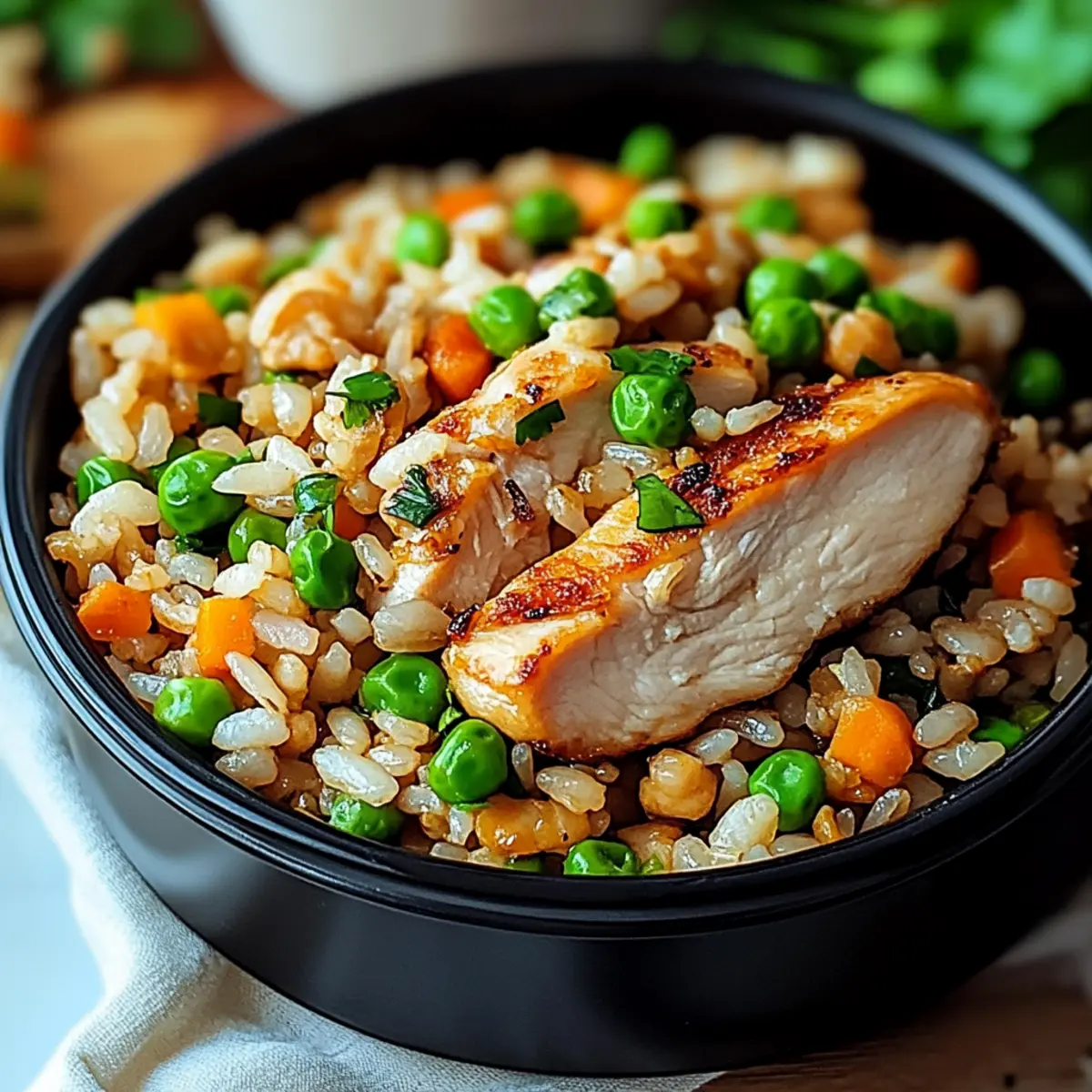 High Protein Crispy Garlic Chicken Fried Rice