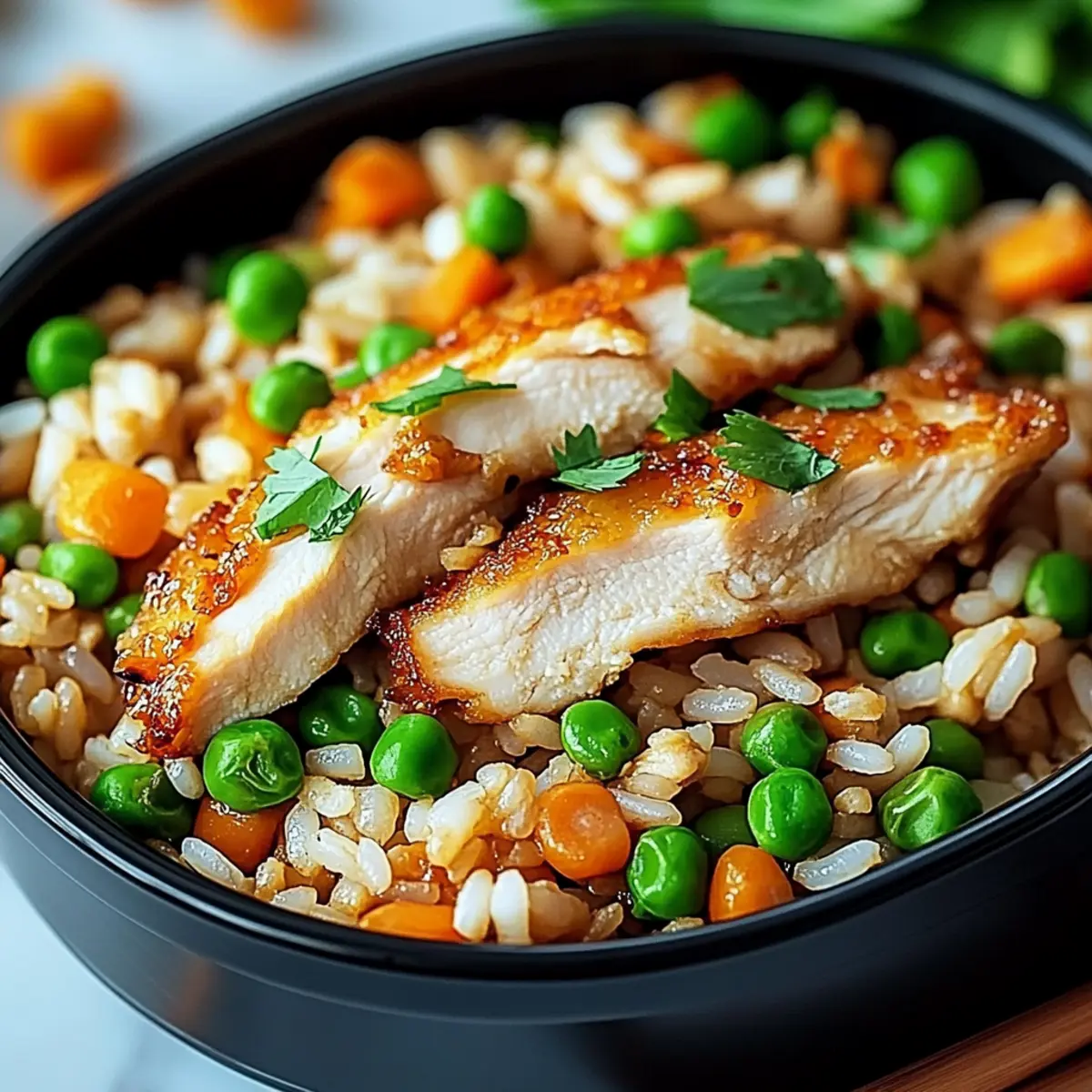 High Protein Crispy Garlic Chicken Fried Rice