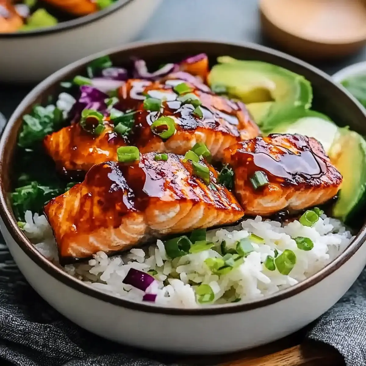 Honey Sriracha Glazed Salmon Bowls