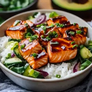 Honey Sriracha Glazed Salmon Bowls