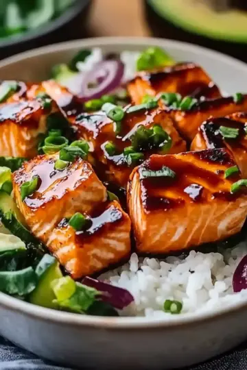Honey Sriracha Glazed Salmon Bowls