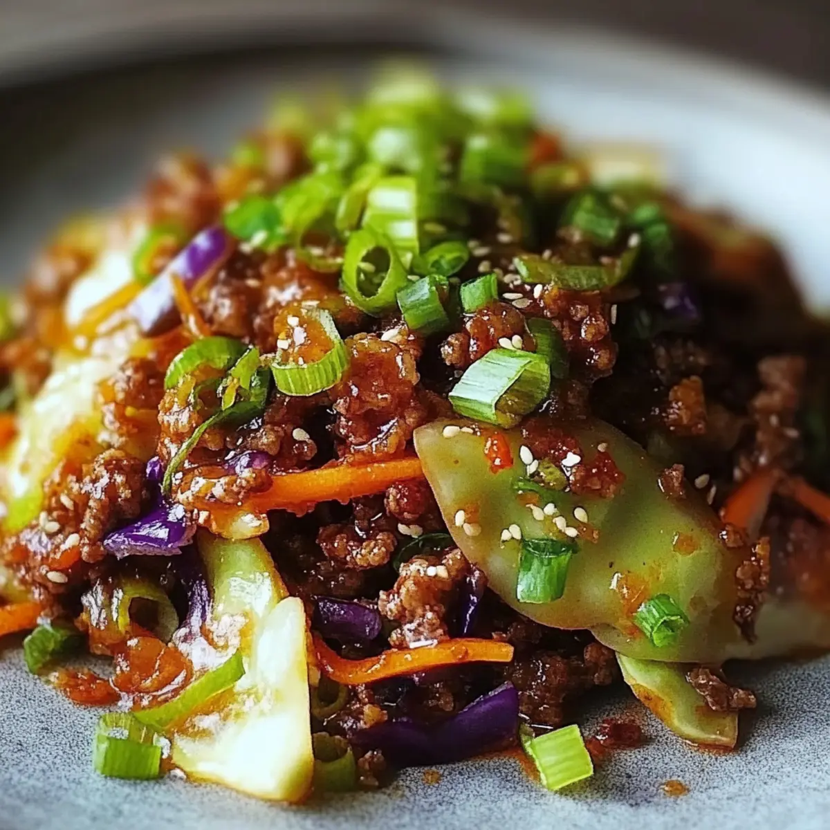 Low-Carb Mongolian Ground Beef and Cabbage