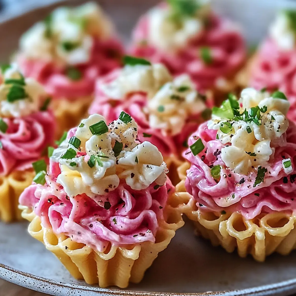Pink Pasta Salad Cups