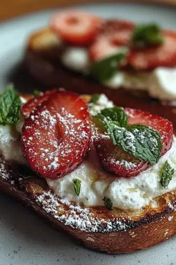 Roasted Strawberry Whipped Ricotta Toast