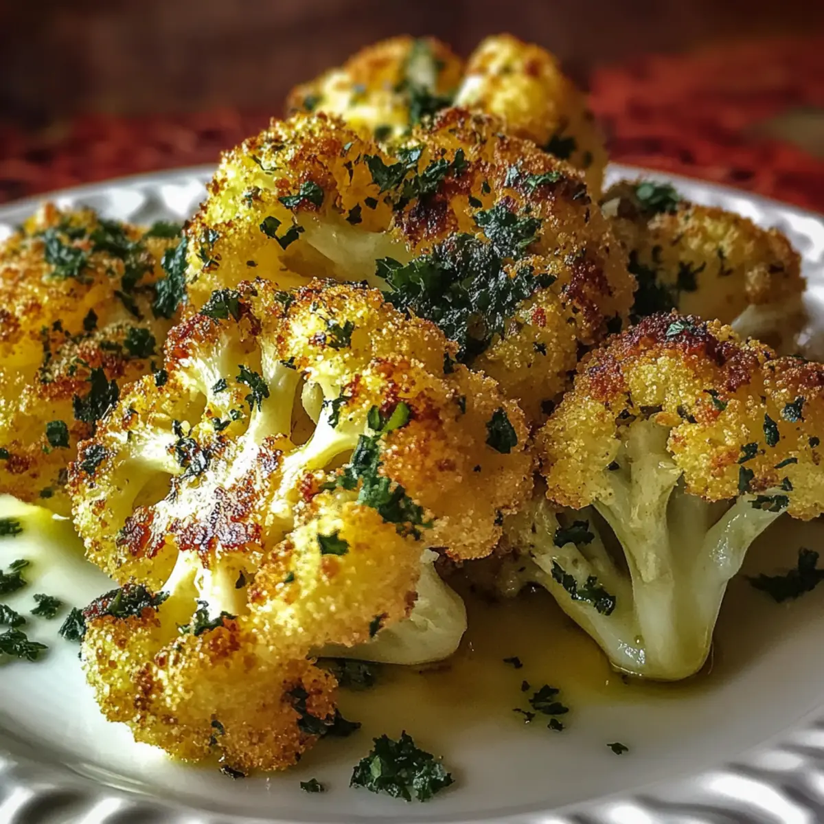 Savory Roasted Cauliflower with Parmesan and Pesto