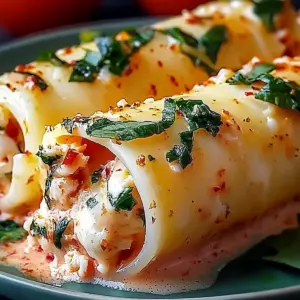 Shrimp and Spinach Stuffed Pasta Rolls
