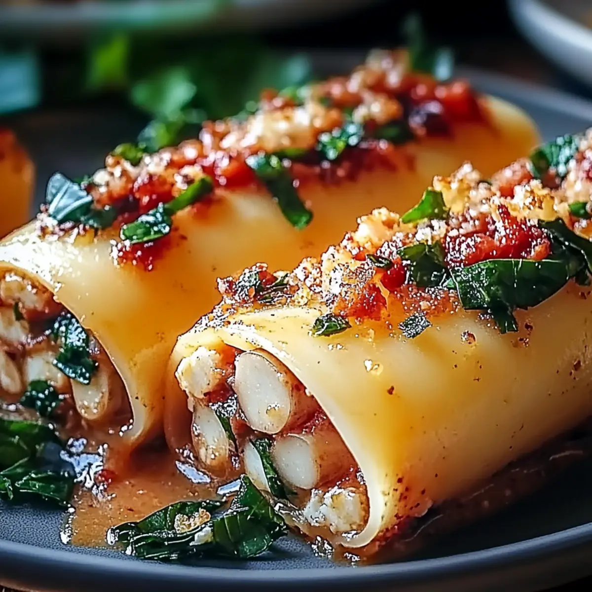 Shrimp and Spinach Stuffed Pasta Rolls