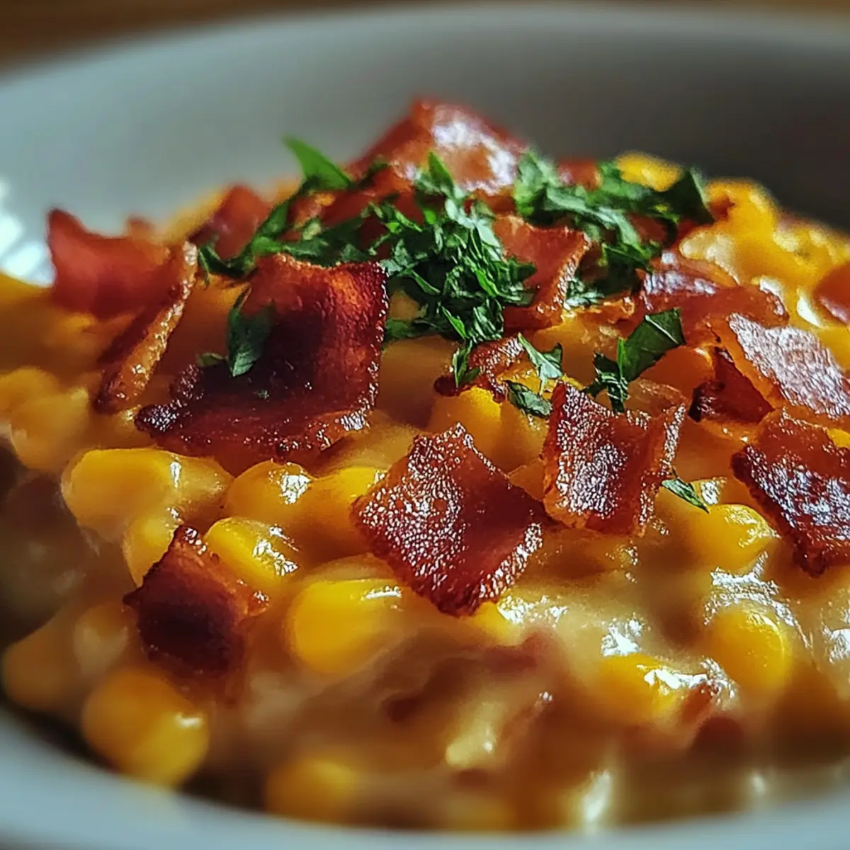 Slow Cooker Cheddar Corn with Bacon