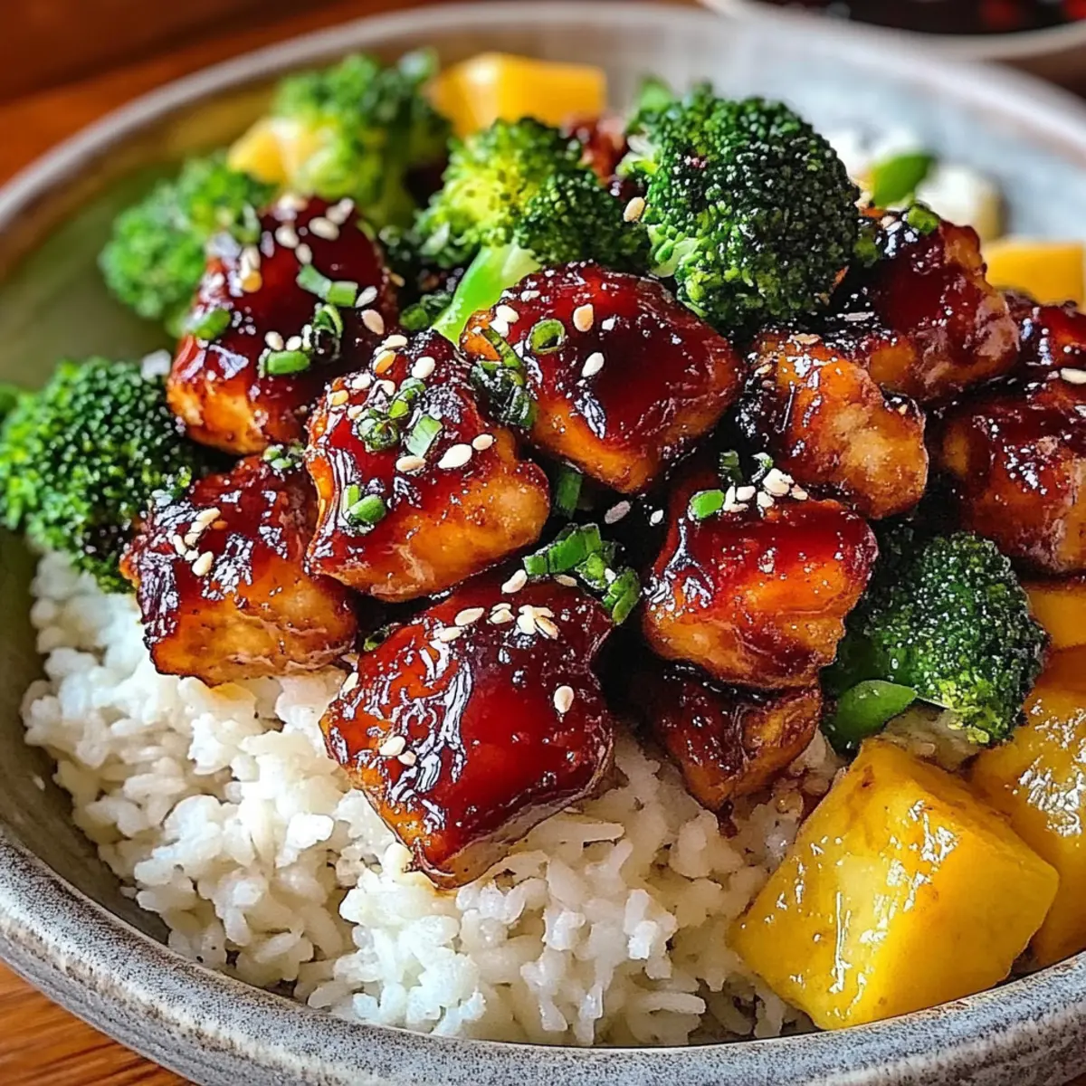 Spicy Sweet Honey Sriracha Chicken Broccoli Bowls