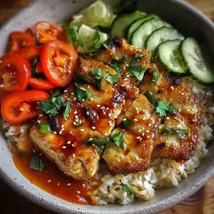 Sweet Chili Chicken Bowl with Zesty Coconut Lime Drizzle