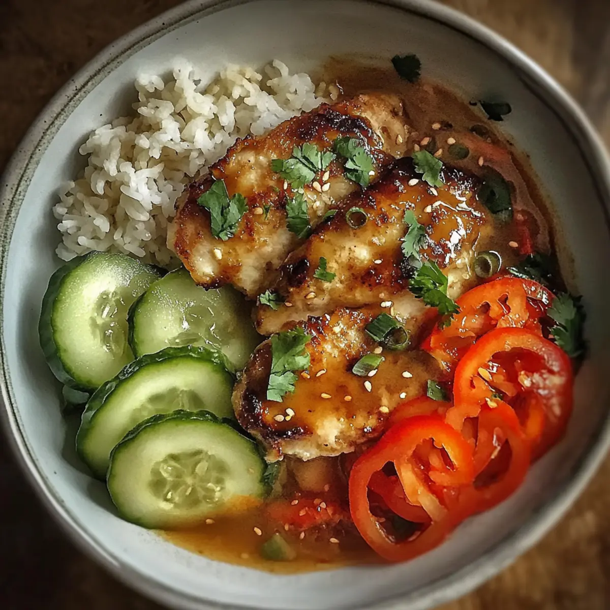 Sweet Chili Chicken Bowl with Zesty Coconut Lime Drizzle