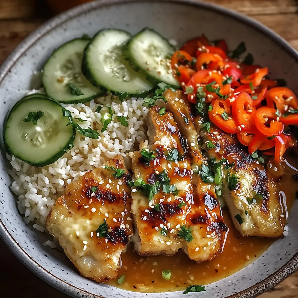 Sweet Chili Chicken Bowl with Zesty Coconut Lime Drizzle