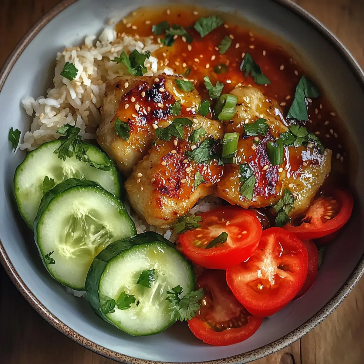 Sweet Chili Chicken Bowl with Zesty Coconut Lime Drizzle