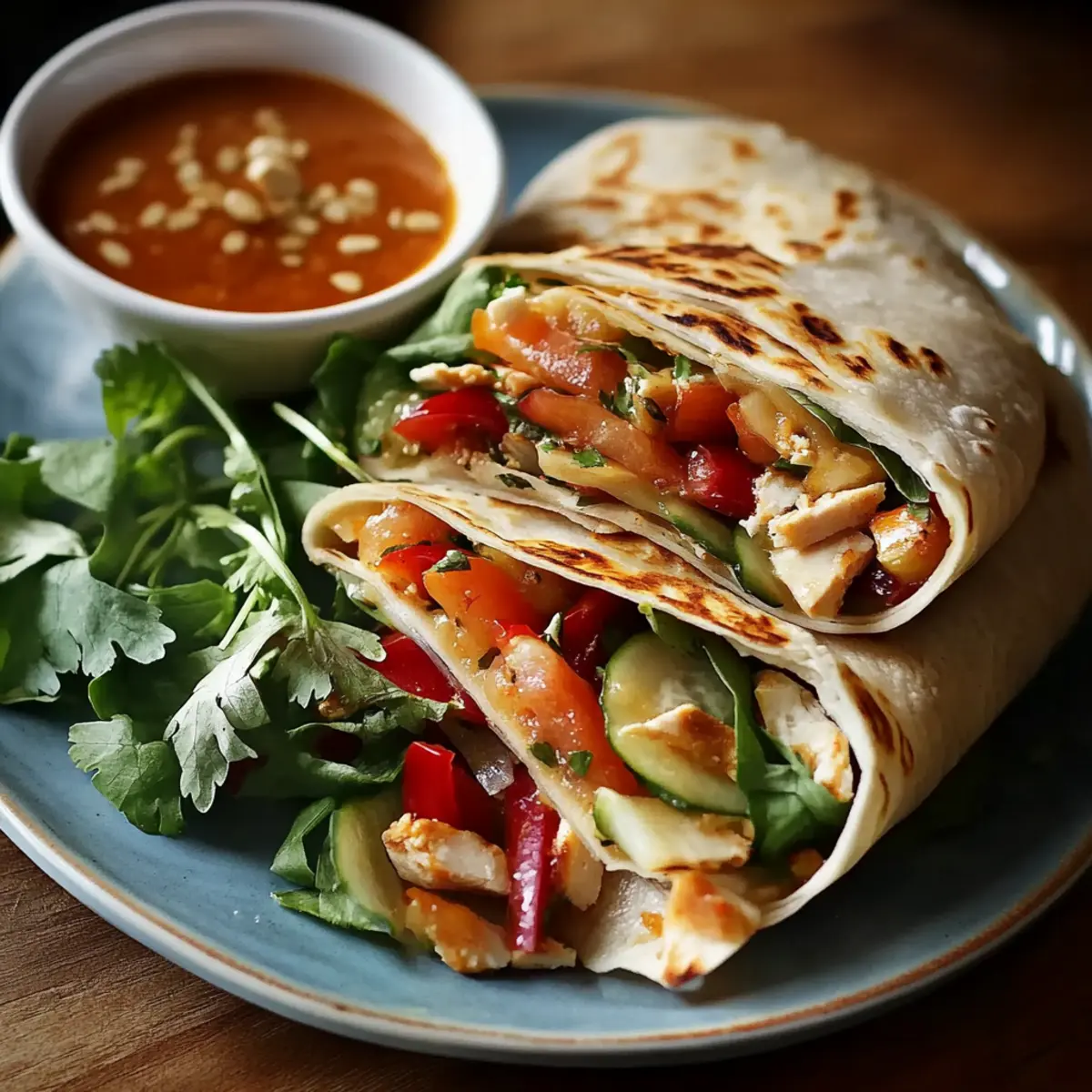 Thai Peanut Chicken Wraps