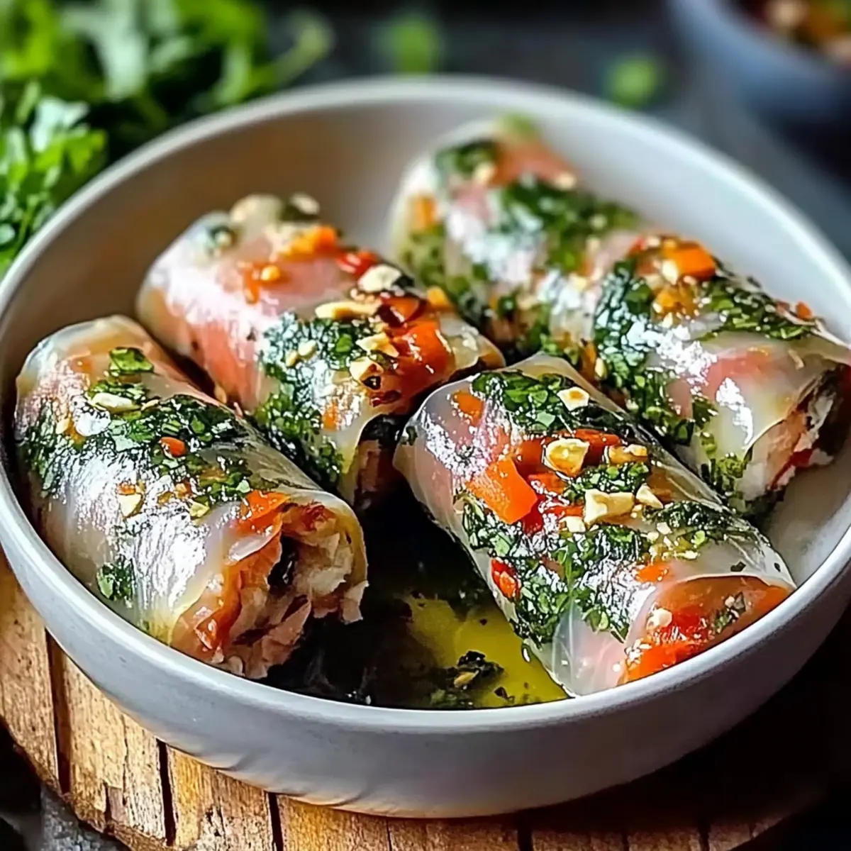 Vietnamese Baked Salmon Spring Rolls