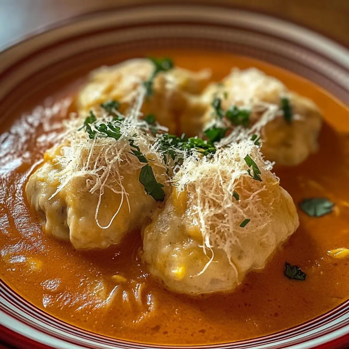 Wholesome Tomato Soup with Cheddar Bay Dumplings
