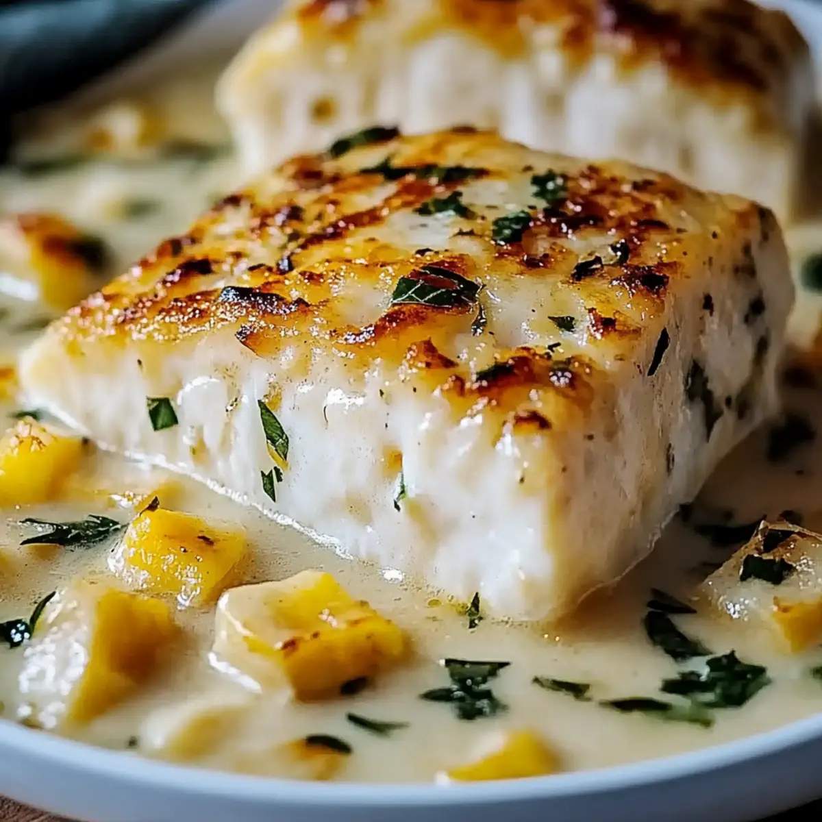 Baked Cod in Coconut Lemon Cream Sauce