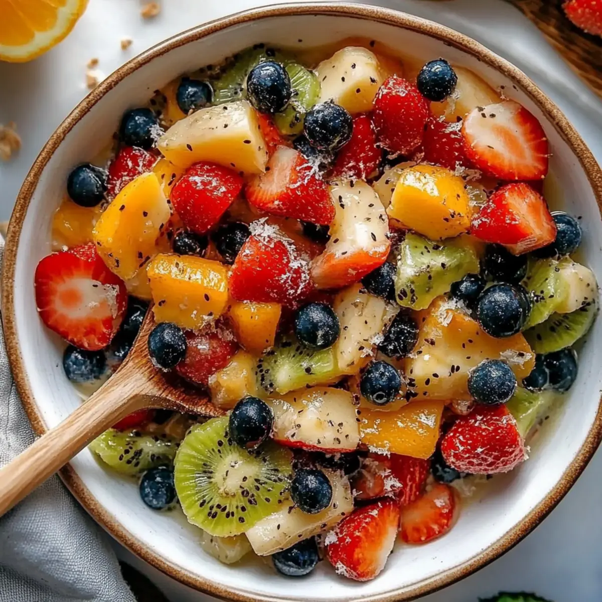 Fruit Salad with Honey-Lime Poppy Seed Dressing