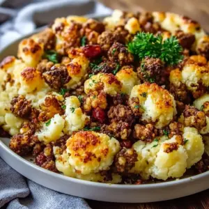 Garlic Butter Ground Turkey With Cauliflower Skillet