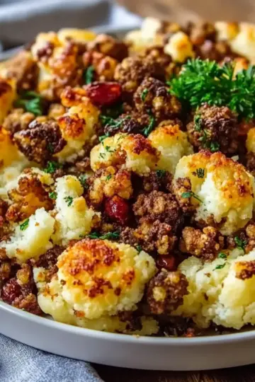 Garlic Butter Ground Turkey With Cauliflower Skillet