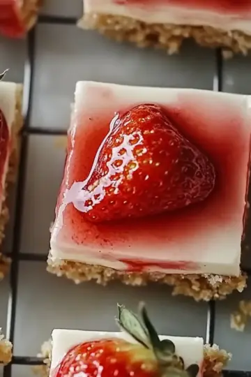 Strawberry Coconut No-Bake Cheesecake Bars